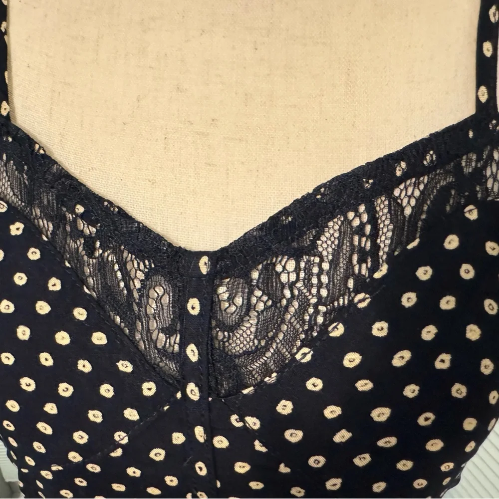 Catch Me | Navy Blue and White Flower Polka Dotted Summer Dress | Medium - Picture 7 of 11